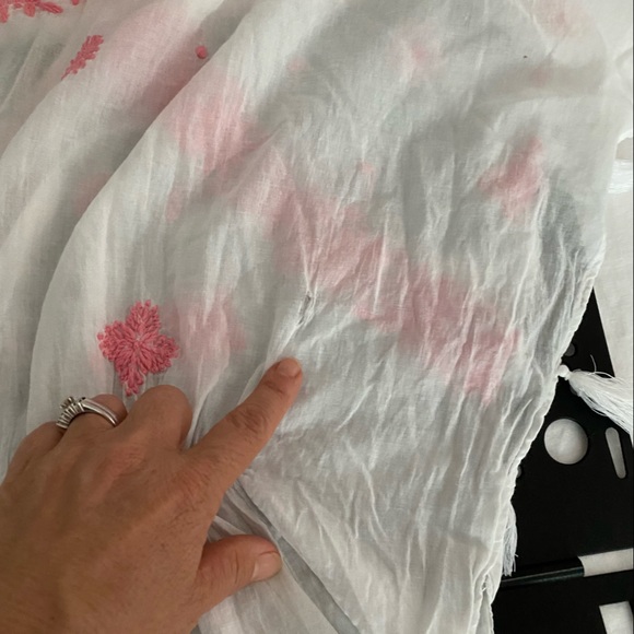 Original Letarte Maui HI Beach Coverup Pink White v-neck Embroidered XLP Floral - Picture 13 of 15